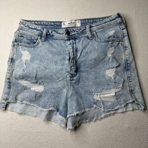 Hollister Curvy Ultra High Rise Mom Shorts Distressed Acid Wash Size 31